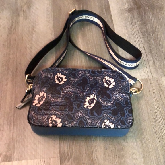 Ted Baker London Darlino Leather Graphic Blue Floral Print Camera Bag NWT - Picture 15 of 16